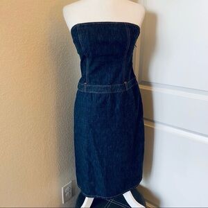 J. Crew Denim Strapless Midi Dress 2